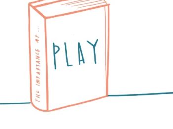 Drawing of a book with the word play on the front