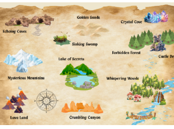 A drawing of a mythical map
